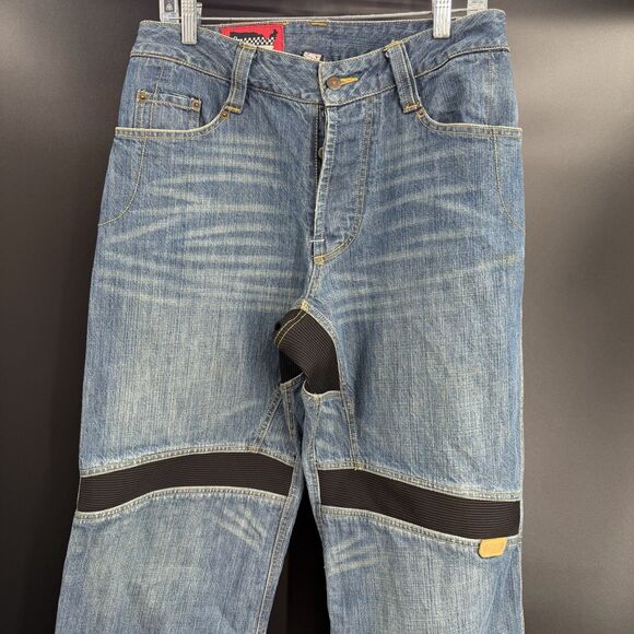Icon Moto Victory Pant Button Fly Jeans Men's Size 32 Blue Wash - Picture 3 of 10